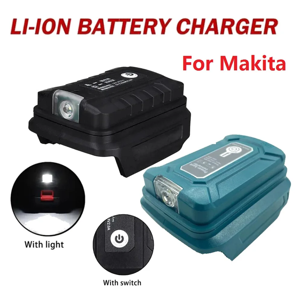 

Portable Adapter LED Light For Makita 14.4V/18V Li-ion Battery USB+type-c/USB Converter with LED Lamp for BL1830 BL1430 BL1850