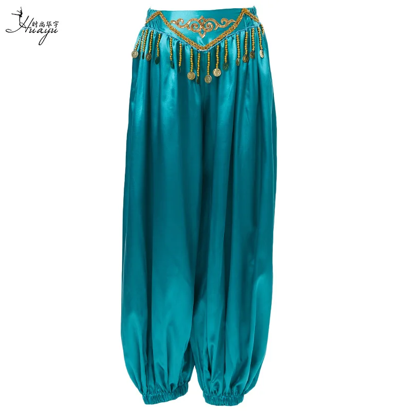 1pcs/lot woman fashion satin belly dance pants indian dance lantern dancing long pants