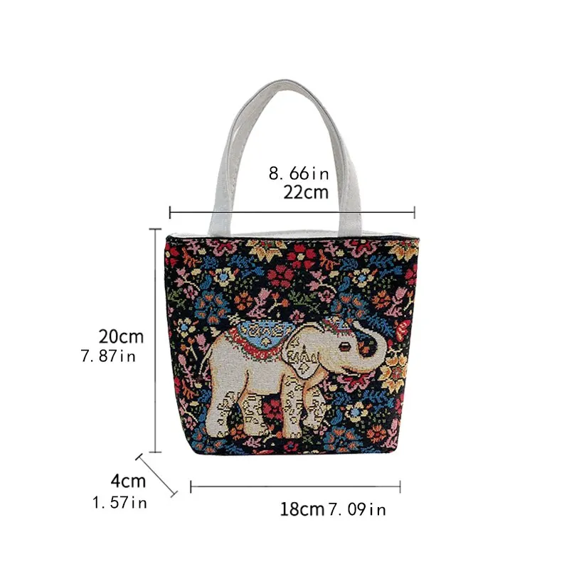 Handheld Bag Women New Retro Embroidered Crossbody Bag Nylon Knitted Casual Portable Handbag