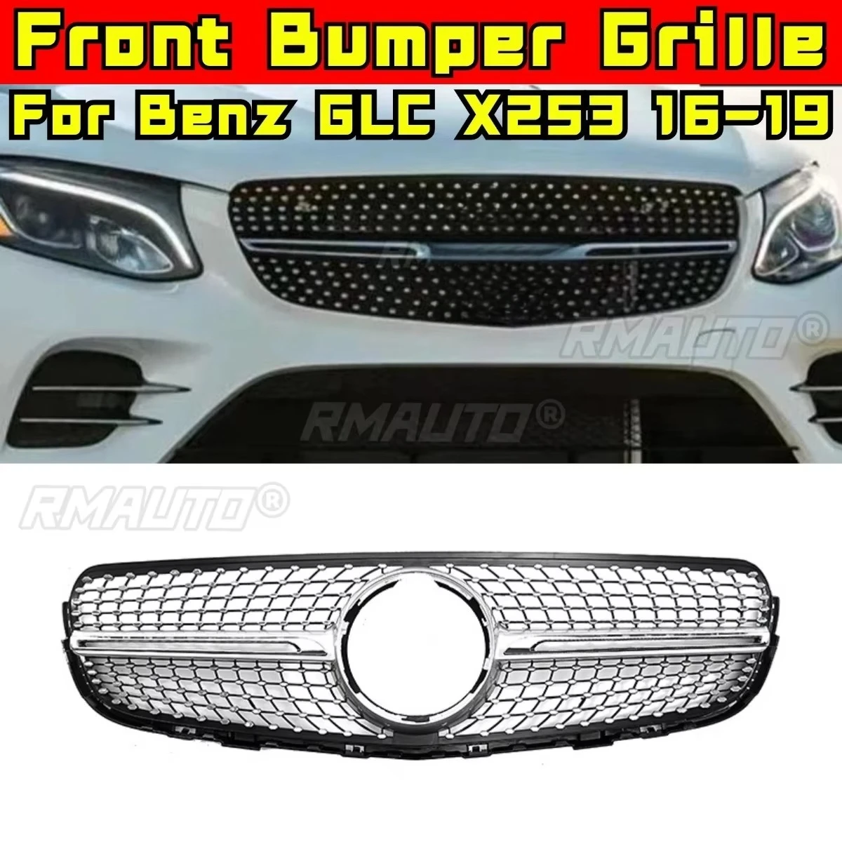 

Car Bumper Grill Decorative Strips Racing Grille Body Kit Front Bumper Grill For Mercedes Benz GLC X253 2016-2019 Exterior Part