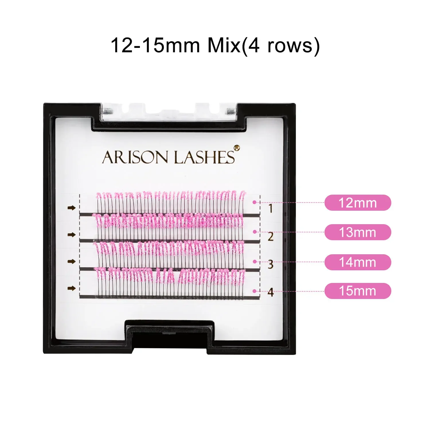 ARISON Colorful Glitter Eyelash Extension 4 Row C Curl 0.15mm Professional Individual Makeup Lashes Supplies Shiny False Eyelash