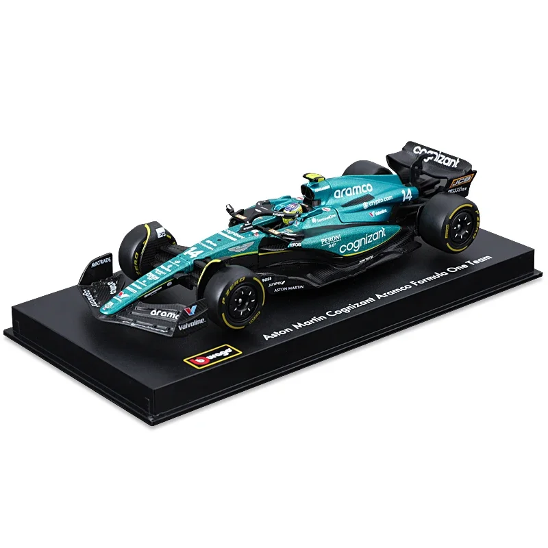 Burago 1:43 Aston Martin F1 AMR23 car Alonso simulation alloy model, children's collection of toys, for children's holiday gifts