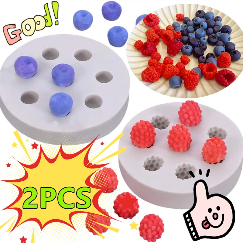 2/1PC Silicone Mold 3D Blueberry Raspberry Shaped Simulation Fruit Candle Fondant Mold DIY Chocolate Baking Mold Cake Decor Tool