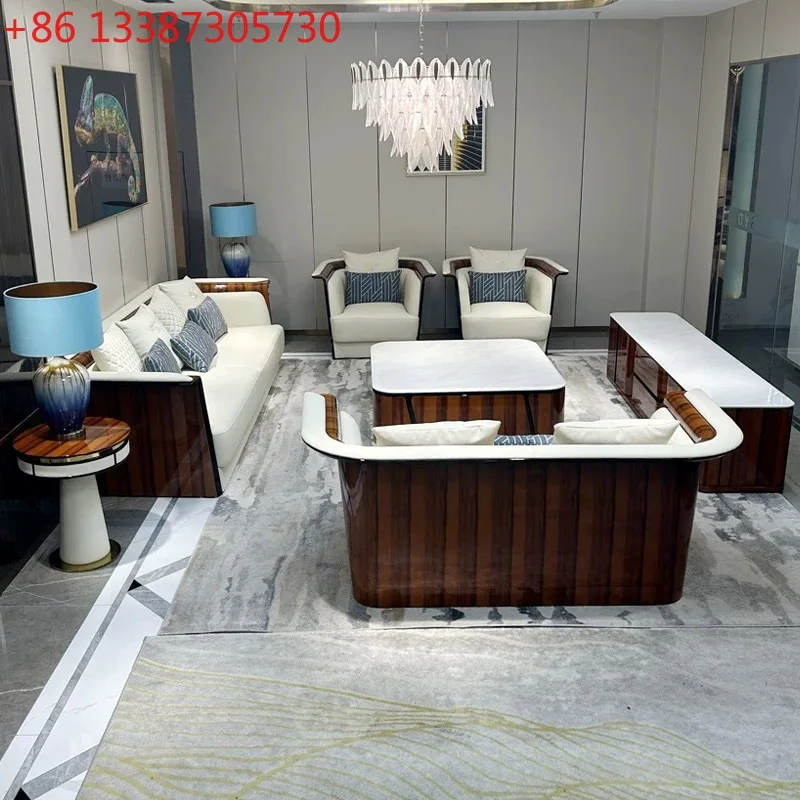 

Итальянский диван из натуральной кожи первого слоя класса люкс, постмодернистский роскошный комбинированный диван.