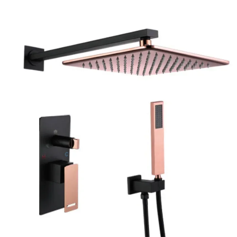 Brass Black Rose Gold Bathroom Shower System  Two Function Wall Mounted Concealed Hotel Home Shower Faucet