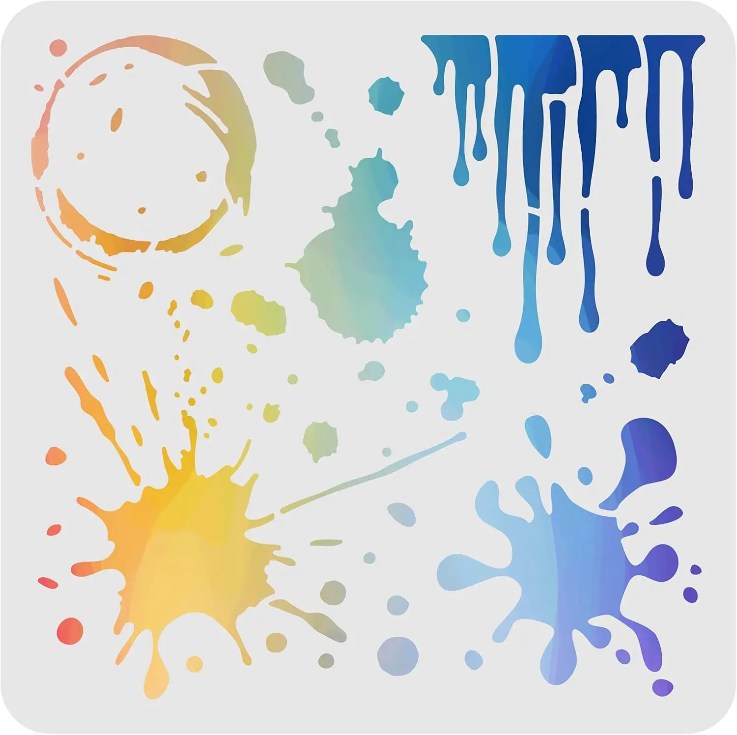 Splatters Stencils Decoration Template 11.8x11.8 inch Plastic Stain Stencils Square Reusable Stencils for Painting on Wood