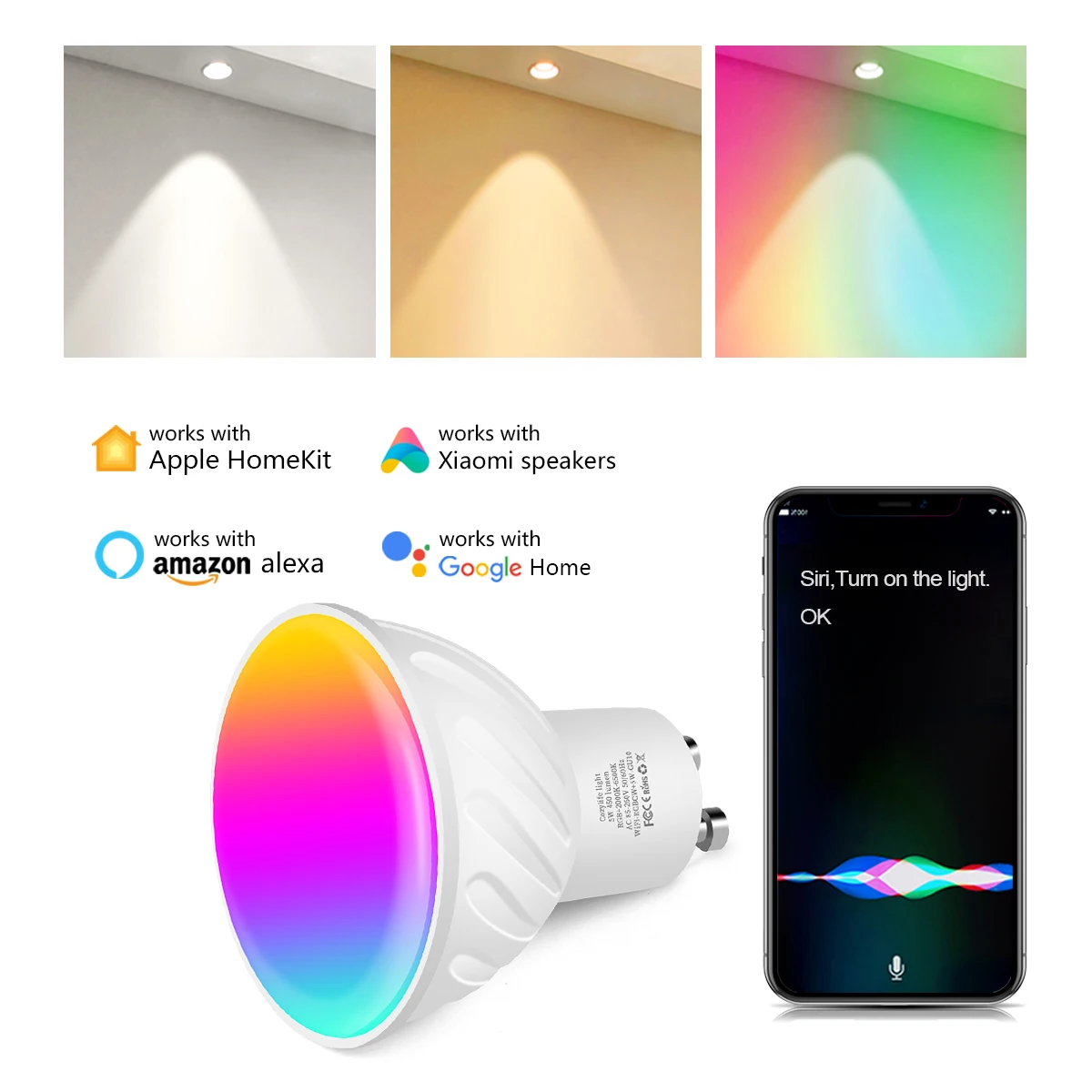 

Homekit App Smart Lamps GU10 WIFI LED Light Bulb Siri Voice Control RGB Smart Home House Magic Bulb Compatible Apple IOS Android