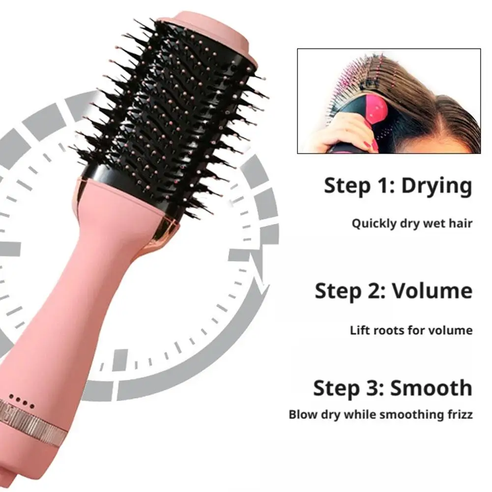 3In1 Hot Air Brush Temperature Control Rubber Paint Straightener Curler Portable Home Salon Blow Dry Hair Styling Comb Tool