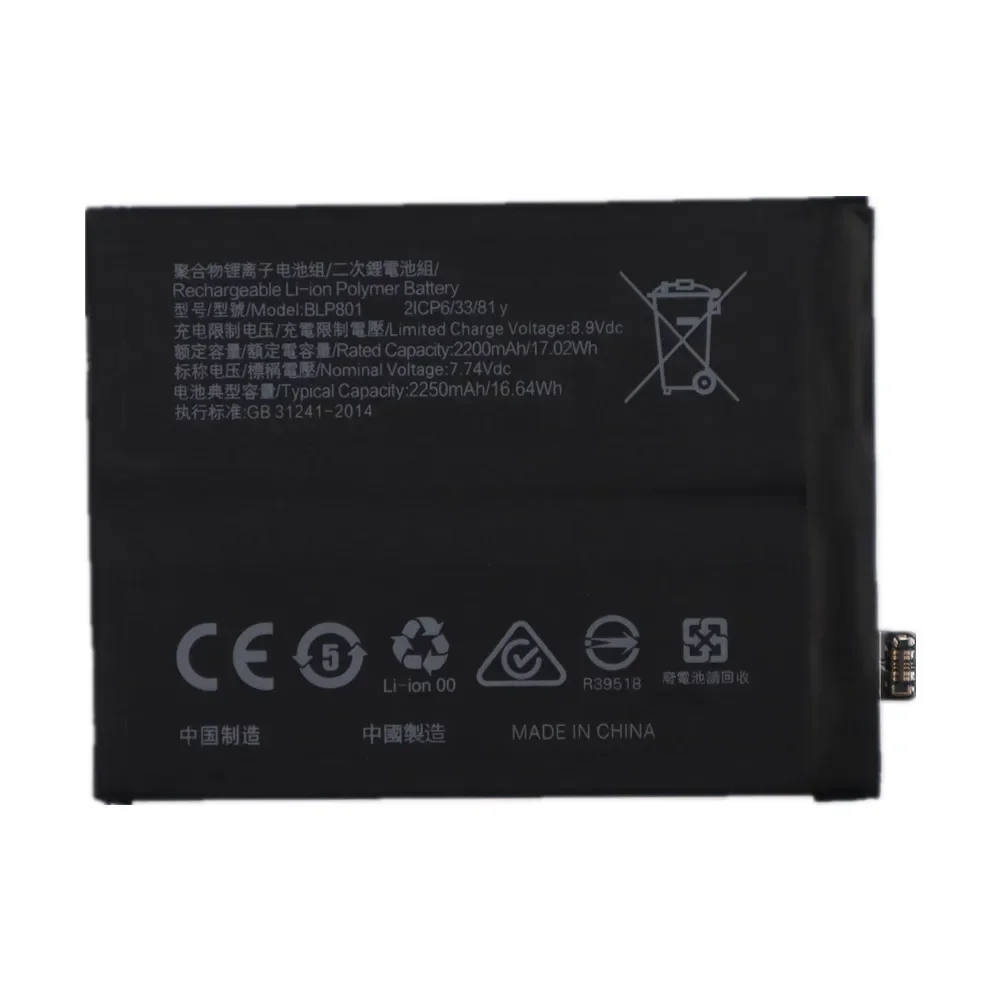 2024 Years 100% Original Battery BLP801 For OPPO OnePlus 8T 9R One Plus 9R 8T Mobile Phone Battery Capacity 4500mAh Bateria