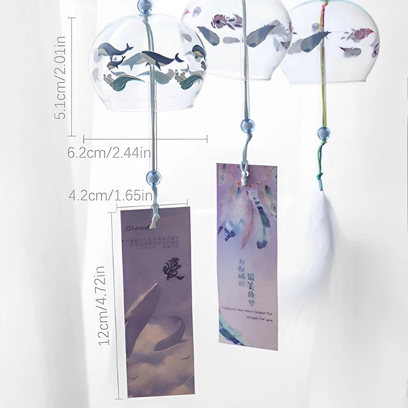 Japanese Wind Bell Japan Wind Chimes Handmade Glass Furin Home Decors Spa Kitchen Office Decor Sakura Cherry Blossom Pattern