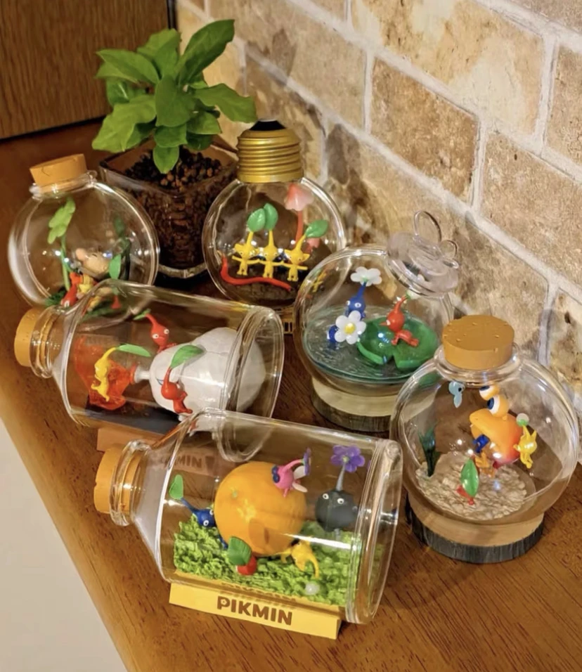 In Stock Original Re-Ment Pikmin Terrarium Collection กล่องตาบอดเกมอะนิเมะมินิตัวเลข Candy ของขวัญของเล่นสําหรับแฟนๆของเล่นเด็ก