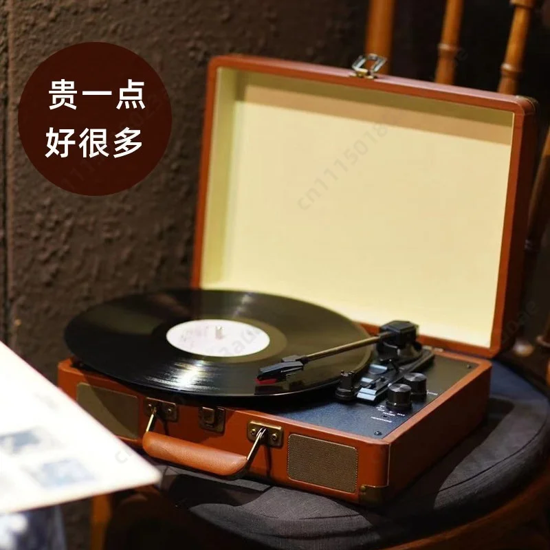 Vintage Portable Vinyl Turntable, European Style Phonograph Record Player, Bluetooth Gramophone for Home Decor & Birthday Gift