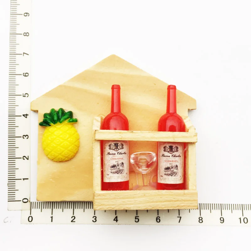 

Cute Cabin Wine Decoration Fridge Magnet Cultural Landscape Tourism Souvenir Resin Message Sticker Crafts