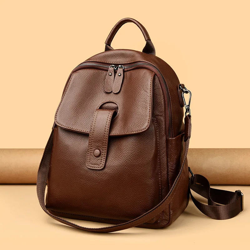 حقيبة ظهر من الجلد الطبيعي من SHELKSBAG للنساء باللون الأسود والجلد الناعم الحقيقي للسفر حقيبة ظهر قابلة للتحويل حقيبة كتف للسيدات #2