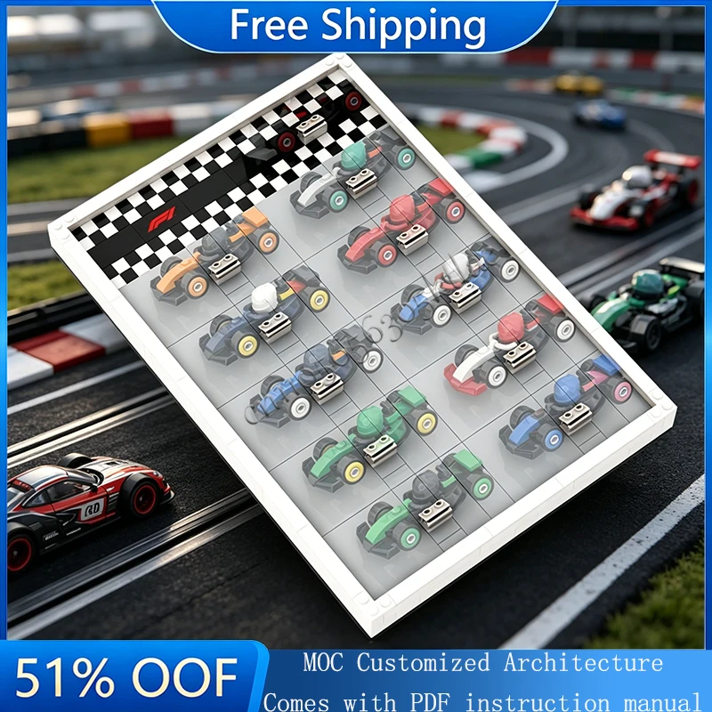 

326 PCS Customize Combination Set F1 Collectible Race Cars Display Frame MOC Building Block Model Children Christmas Gifts Sets