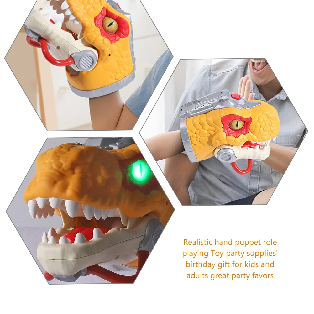 

Dinosaur Hand Puppet Realistic Children Toy Dragon Orange Light Sound Puppet Educational Cartoon Puppets Toddler Decorative