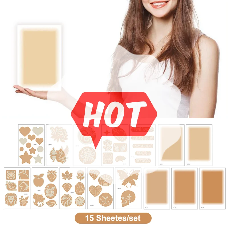 

15 Sheets Tattoo Cover Up Patch Tattoo Masking Tape Ultra Thin Patch For Tattoo Scar And Birthmarks Invisible Waterproof Skin