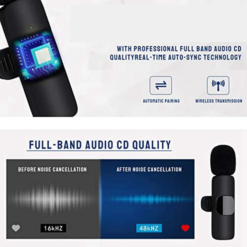 Receptor De Microfone De Cancelamento De Ruído Preto, Adaptador Para Gravação De Vídeo, Live Stream,Tiktok,Vlog, Apresentação