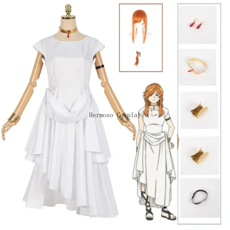 

Anime freeze flame cosplay costume white dress Sky Fern full set costume for Halloween Christmas women men dress Unifor