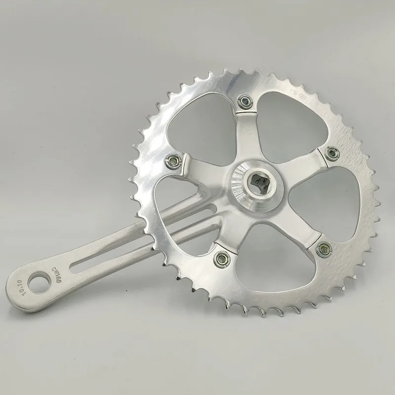 46-Tooth 46t Aluminum Alloy 165 Hollow Crank Forged Fixed-Gear Retro Internal Transmission Single-Speed Square Taper Bicycle