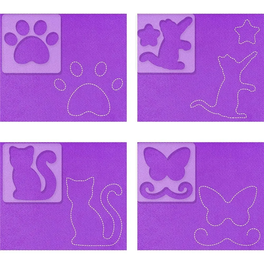 4PCS Acrylic Quilting Templates Cat Butterfly Cat Paw Sewing Tools Kit Quilting Rulers DIY Sewing Tools Leather Cutting Stencils