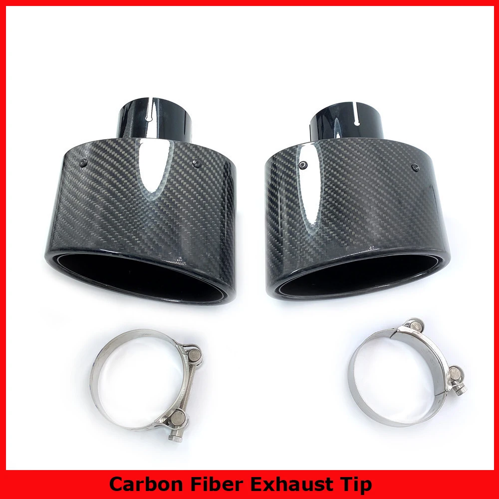 1Pcs Car Exhaust Pipe Modified 150mm Large Diameter Nozzle Bright Cawide Oval Glossy Carbon Fiber Car Exhaust Muffler