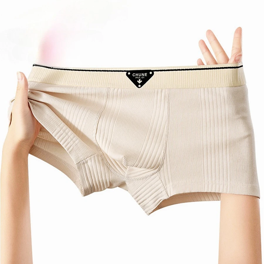 3Pcs Men's Panties Cotton Solid Color Jacquard Mid-waist Men's Large Size Breathable Men's Boxers Underwear for Men Boxers Pack