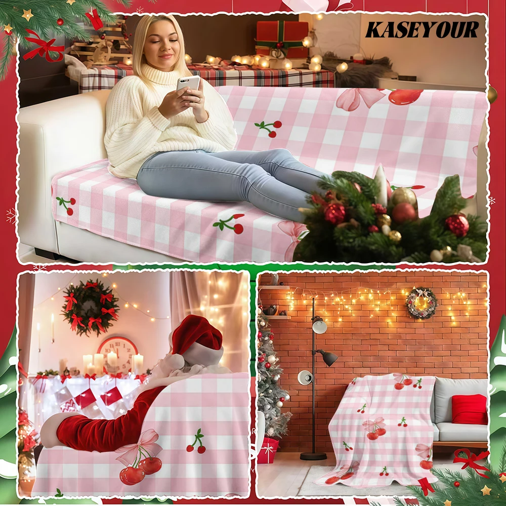 Christmas Snowflake Plaid Flannel Blanket Soft Fuzzy Plush Cozy Warm Throw for Sofa Bed Couch Home Decor Gifts