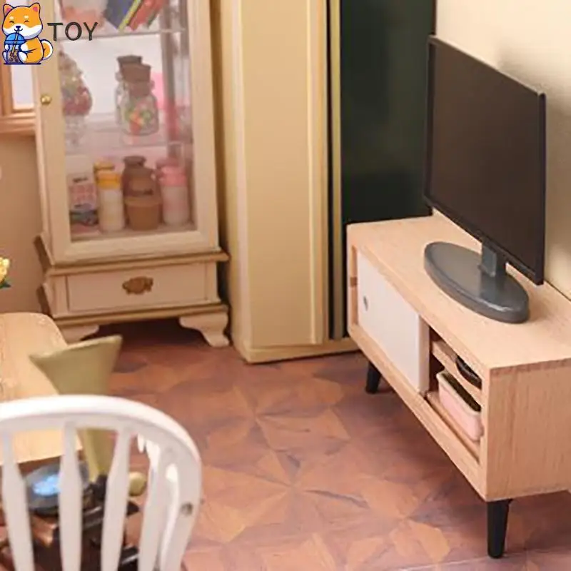 1:12 Puppenhaus TV-Simulation Miniatur möbel Puppenhaus Wohnzimmer Dekoration Fernsehen