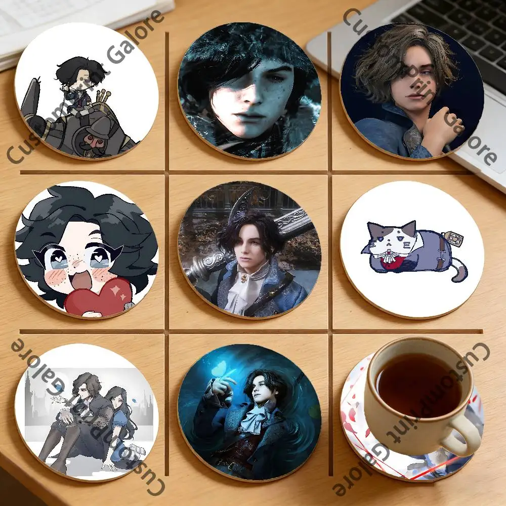 

L-Lies of P P-Pinocchio Natural Pine Wood Round Coasters Non-Slip Heat-Resistant Cup Mats for Coffee Drinks