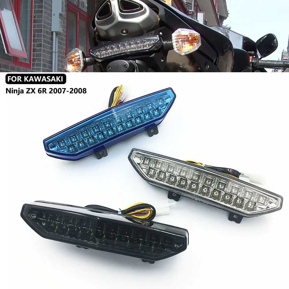 For Kawasaki Ninja ZX-6R ZX6R 2007 2008 Rear Tail Light Brake Turn Signals Integrated LED Light ZG14 CONCOURS ZRX1200 DAEG