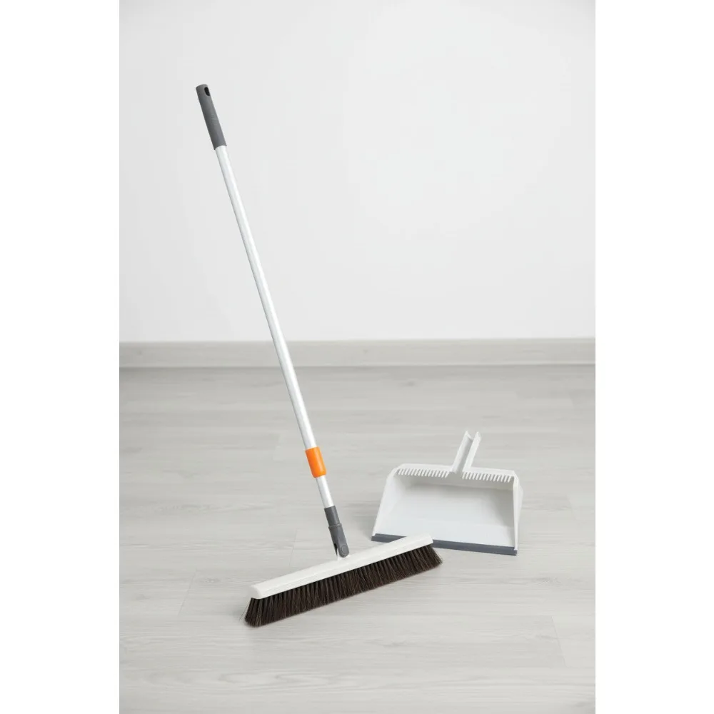 

18" Horse Hair Broom & 16" Dustpan Set - Telescopic Handle for Pet Hair Cleaning on Hardwood Floors