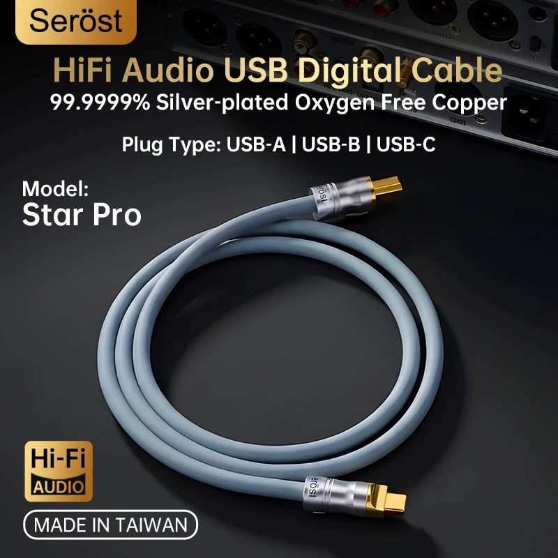 Serost StarPro HiFi USB Type-C OTG Digital Audio Cable Silver-Plated OFC Oxygen-Free Copper for DAC DSP Decoding Sound Card
