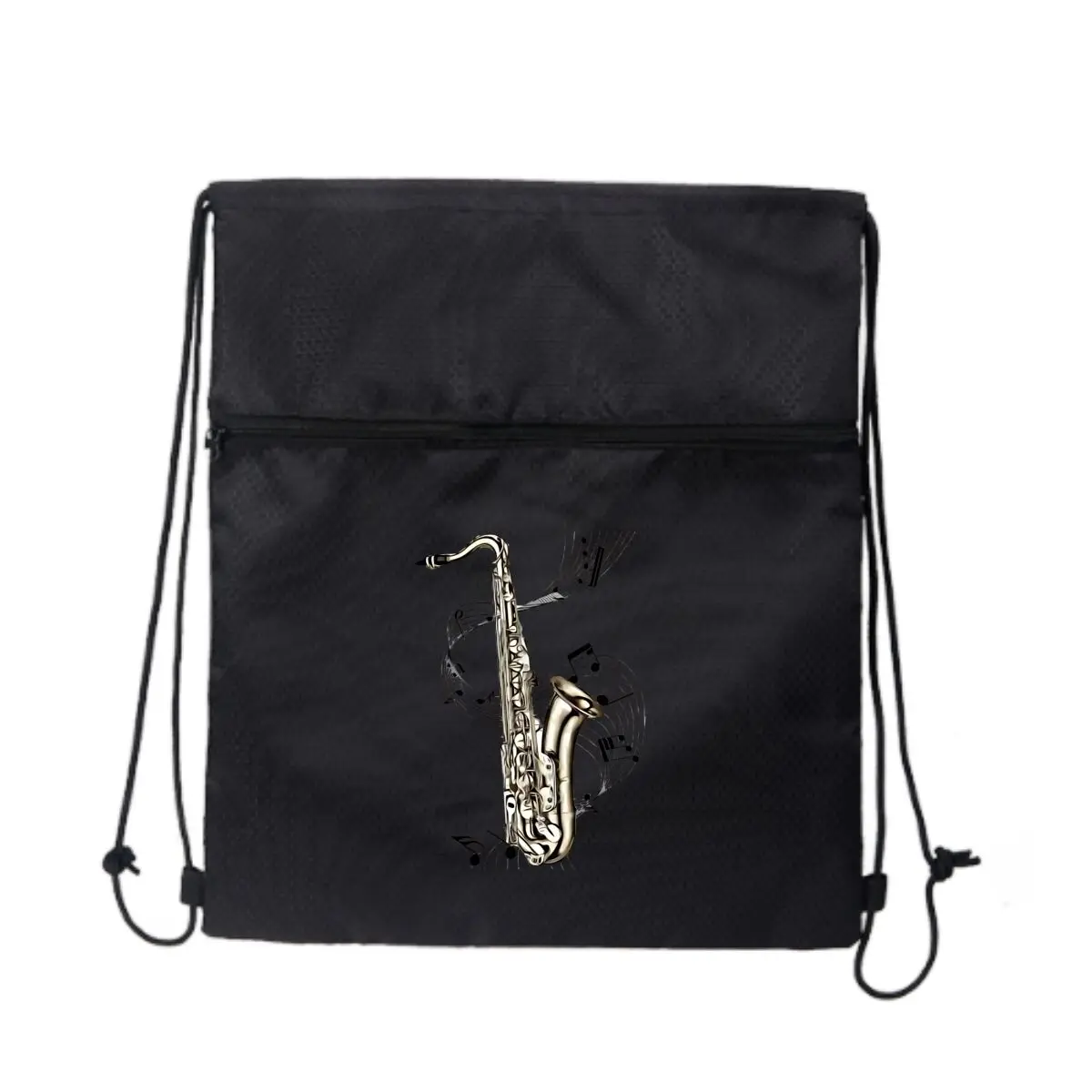

Саксофон с музыкальными нотами, легкий рюкзак на шнурке для мужчин и женщин, сумка на молнии