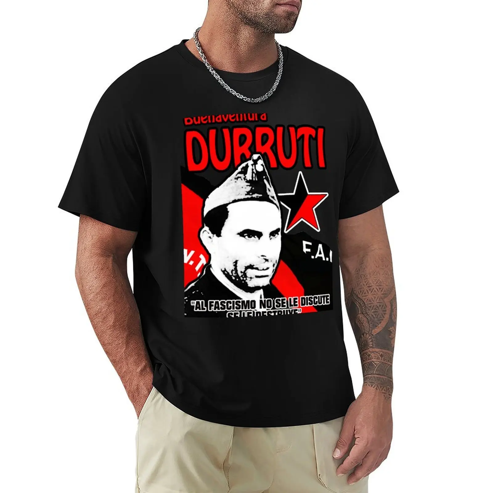 Camiseta DURRUTI CNT/FAI, camiseta de manga corta con estampado de verano