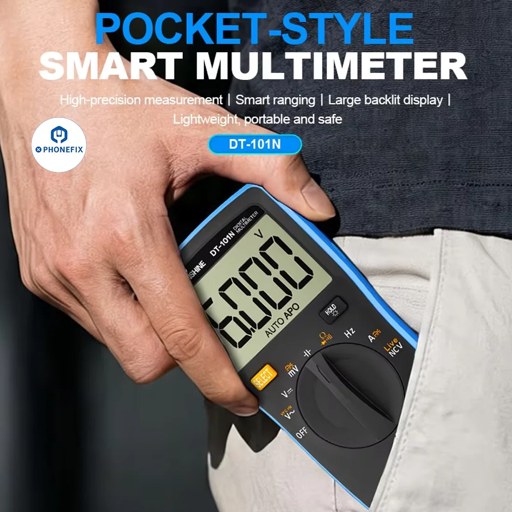 SUNSHINE DT-101N Digital Multimeter Auto-range Voltage Current Capacitance Ohm Diode Tester for Phone Repair High Precision Tool