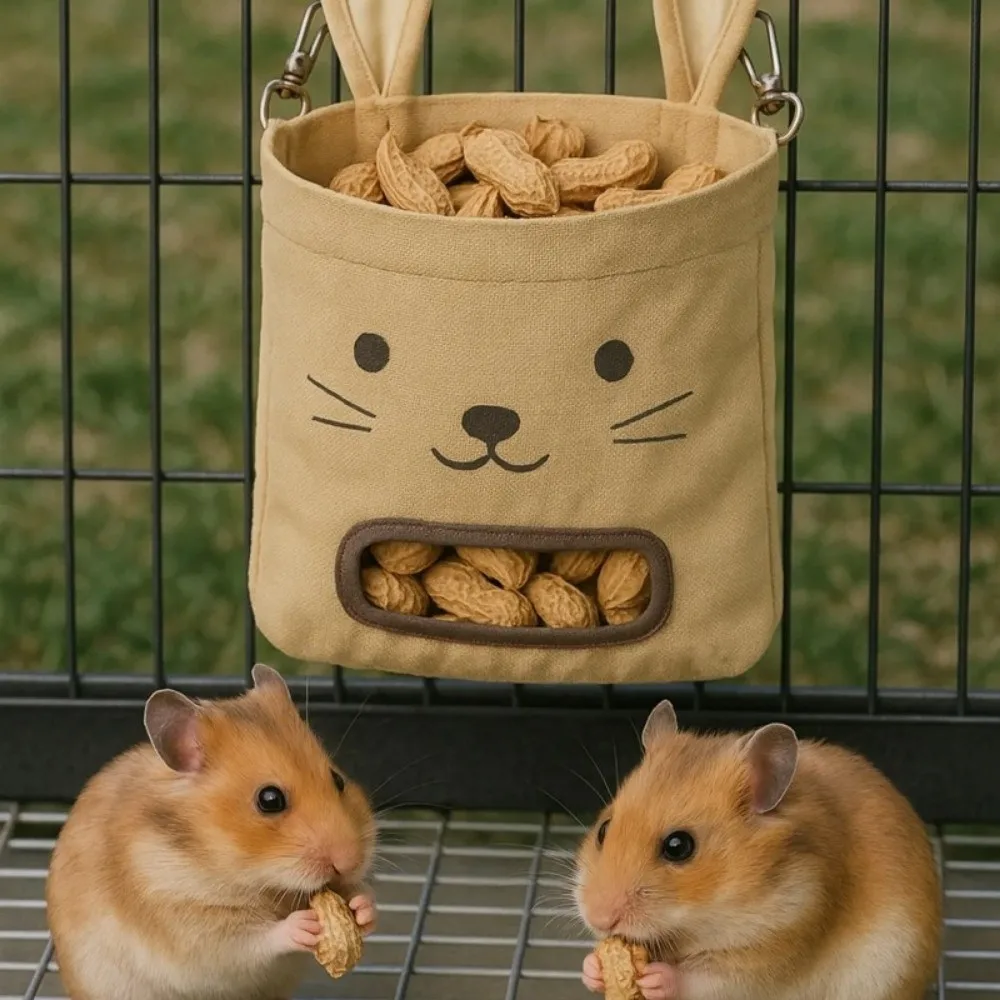 Hanging Design Guinea Pig Feeder With Hooks 2/3holes Forage Bag Storage Holder Bunny Design Hay Feeder Bunny Feeding