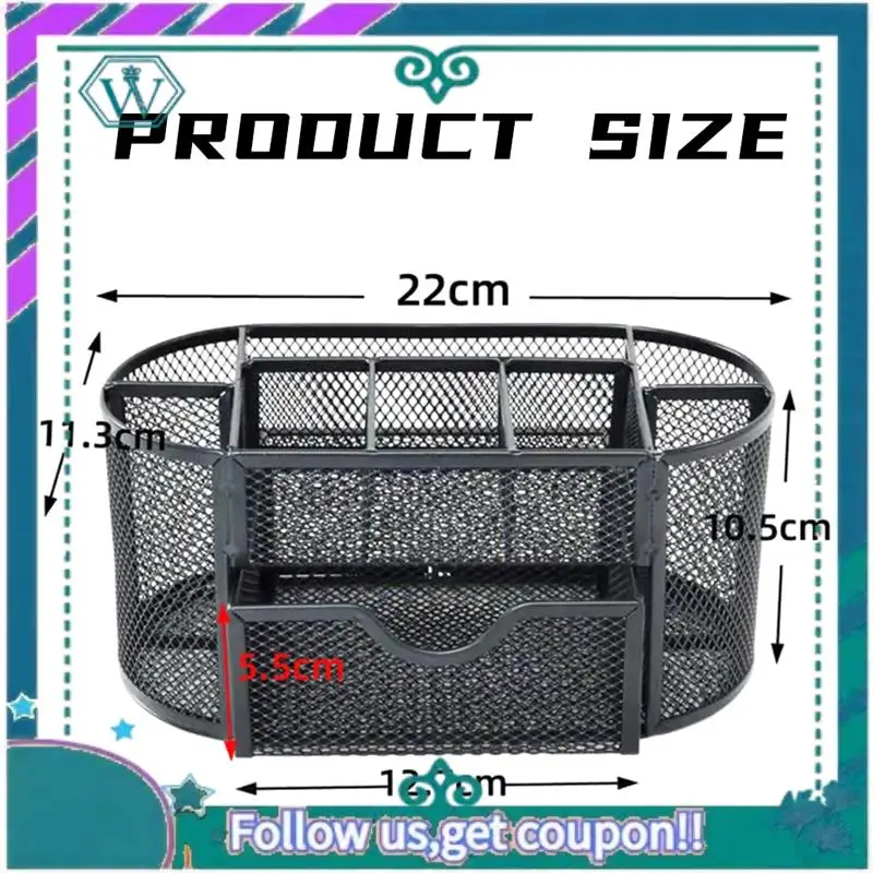 منظم مكتب شبكي لسطح المكتب وحامل أقلام قرطاسية مع 8 مقصورات ودرج واحد للمدرسة والفصول الدراسية وقطعة واحدة #6