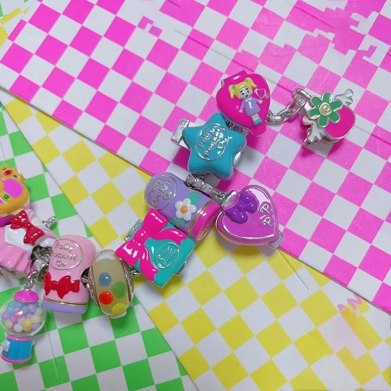 Pré-venda 925 prata esterlina estrela azul Polly Pocket charme talão com mini boneca para pulseira Pandora coleção de jóias europeias M1