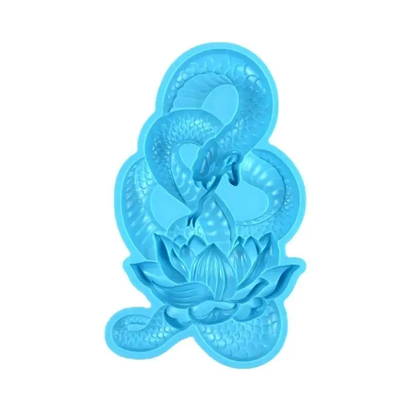 P9FE Half-Dimensional Lotuses Snake Silicone Mold Resin Casting Tool Semi-3d Moulds