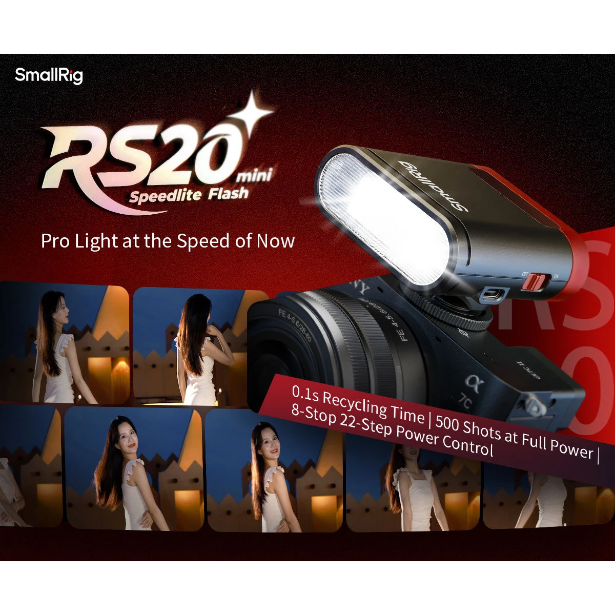 S​mallRig RS20 Mini Speedlite Portable Camera Flash with 2000mAh Battery OLED Screen Pocket-Sized Flash for Mirrorless Camera