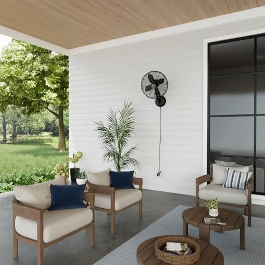 الكلاسيكية 16 بوصة. مروحة حائط 3 سرعات باللون الأسود غير اللامع مع تذبذب ورأس قابل للتعديل لتبريد الغرفة بشكل فعال مثالي للمنزل O #2