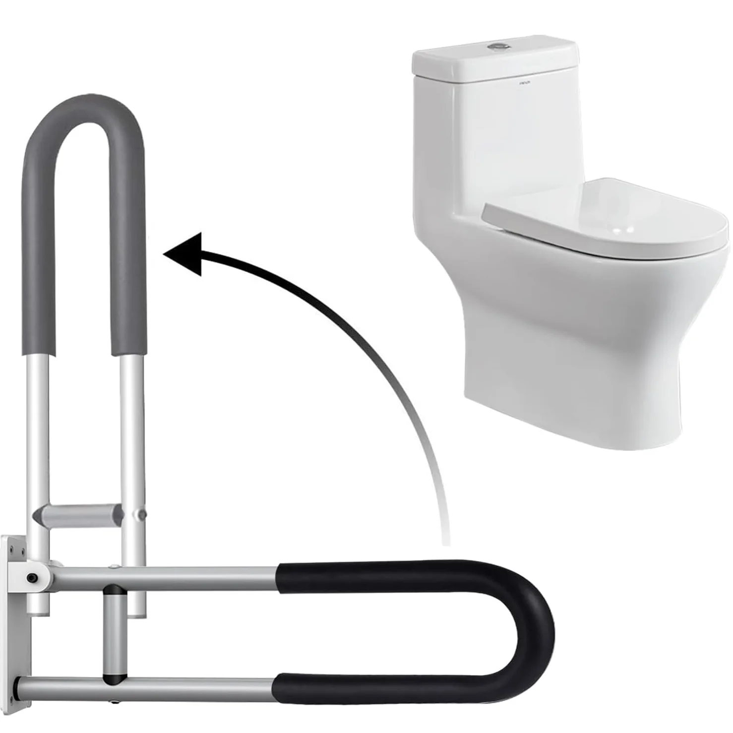 Barra de apoio para vaso sanitário, trilhos de alumínio para deficientes, barra de apoio para vaso sanitário, formato de u e montagem na parede, segurança para idosos idosos