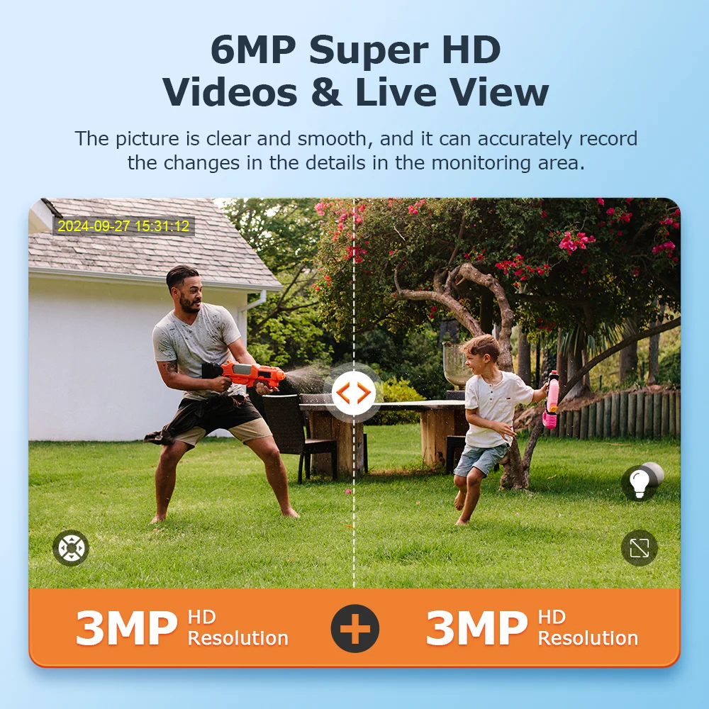 6MP Ubox APP Solar Power Dual Lens 4G/WIFI IP Camera Full Color AI Humanoid Detection Home Security CCTV Monitor