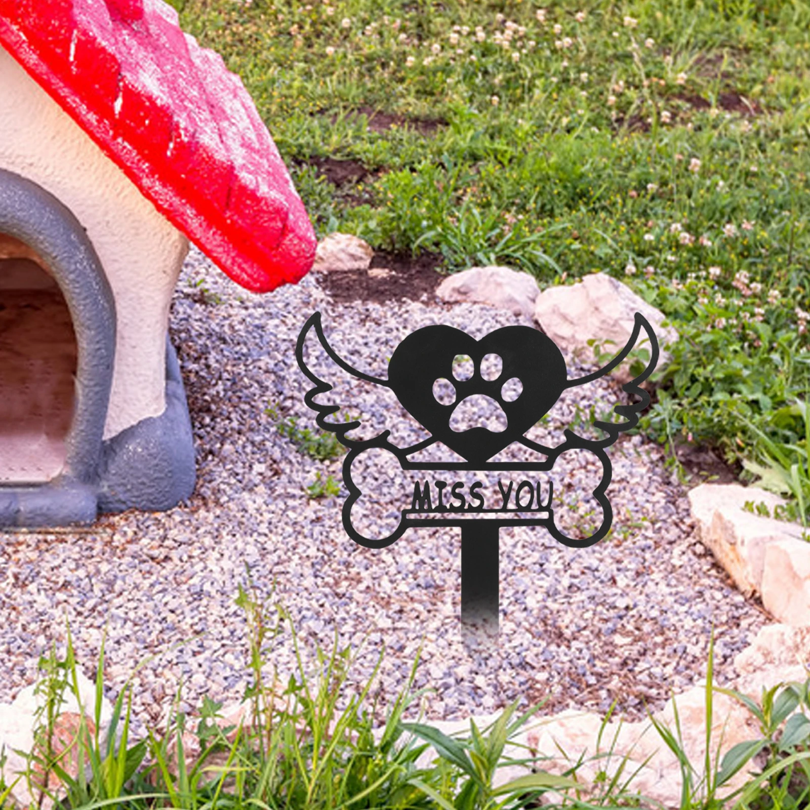 

Pet Memorial Heart Shaped Stake Iron Plaque for Graves Garden Yard Signs Cemetery Marker Fence Gate Metal Pet Stake Decorative
