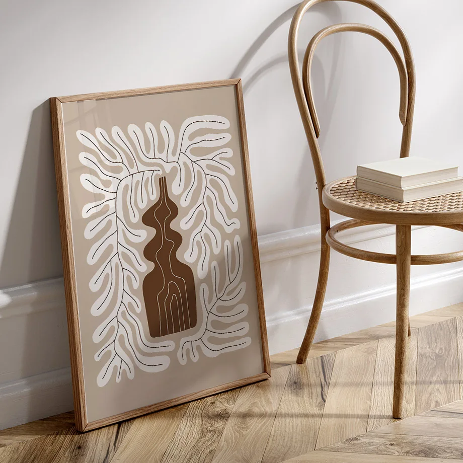 Abstract Figures Body Lines Vase Leaf Wall Art Canvas Painting Posters And Prints Hotel Bar Pictures For Living Room Home Decor