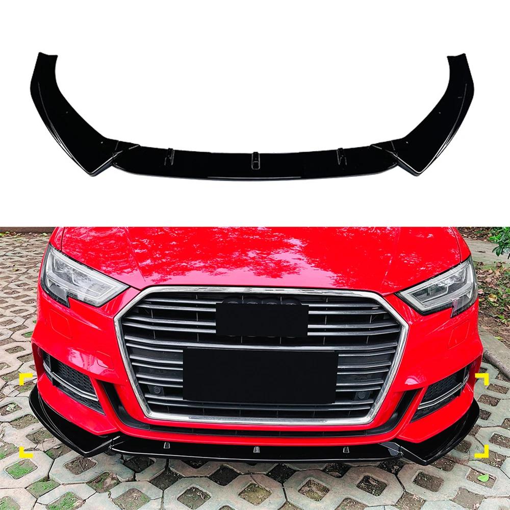 Frontspoilerlippe Splitter Diffusor Canards für Audi S3 A3 8V S-line 2017-2020 Limousine Sportback Nicht für Standardmodell