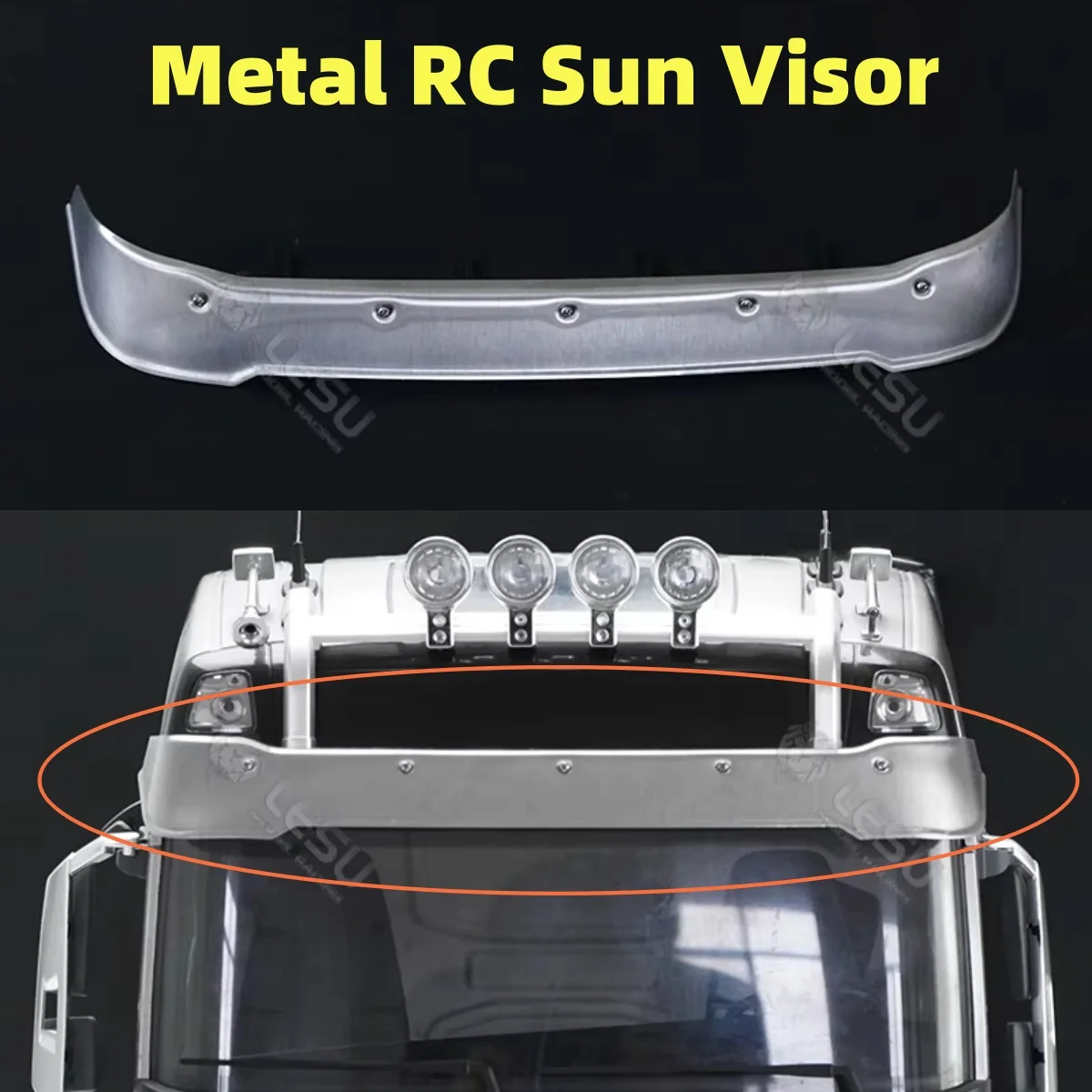 

Metal Sun Visor Stainless Steel Upgrade For 1/14 Tamiya RC Volvo FH16 Tractor Remote Control Dump Truck Toy Parts