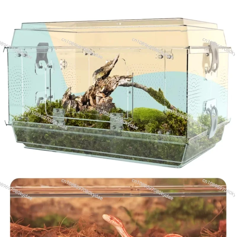 

‌Transparent Reptile Enclosure Escape-Proof Snake Terrarium Easy-Clean Acrylic Cage Panoramic View Pet Habitat