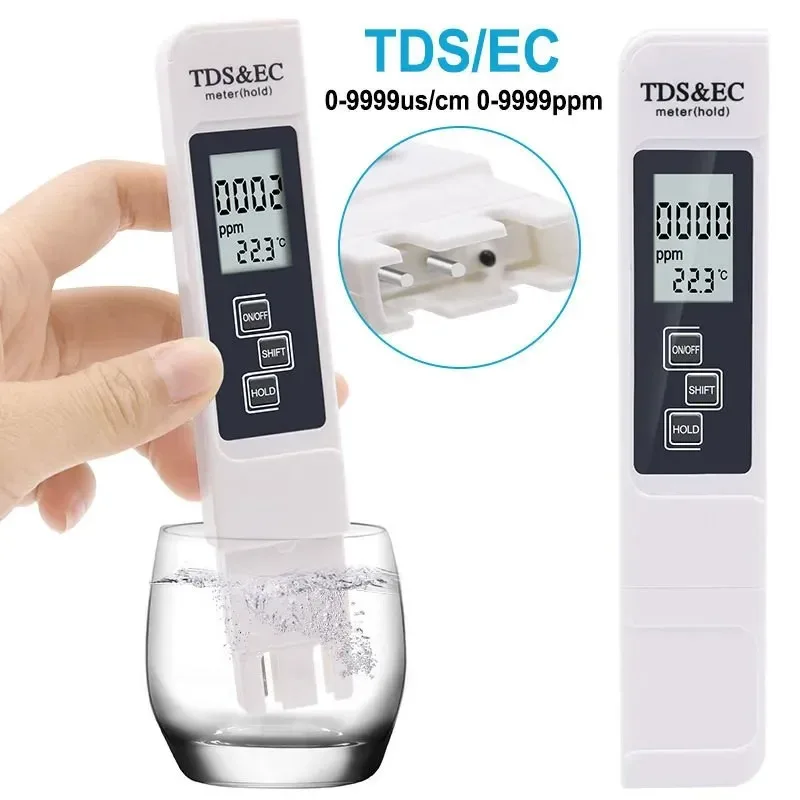 White Handheld TDS Digital Water Tester High Precision Household Purified Tap Water Multifunctional Large Screen Display